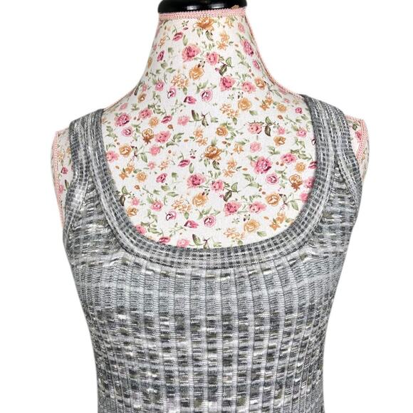 Moda International Ribbed Knit Scoop Neck Gray Tank Bodycon Midi Dress Medium - Picture 5 of 6